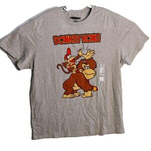 Nintendo Donkey Kong & Jr. T-Shirt Size XL Gray Short Sleeve Graphic Print Tee